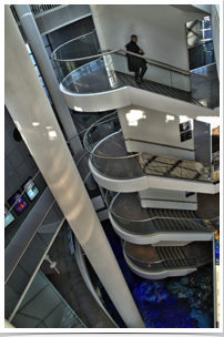 Stairs to the roof platform, restaurant, and gift shop.